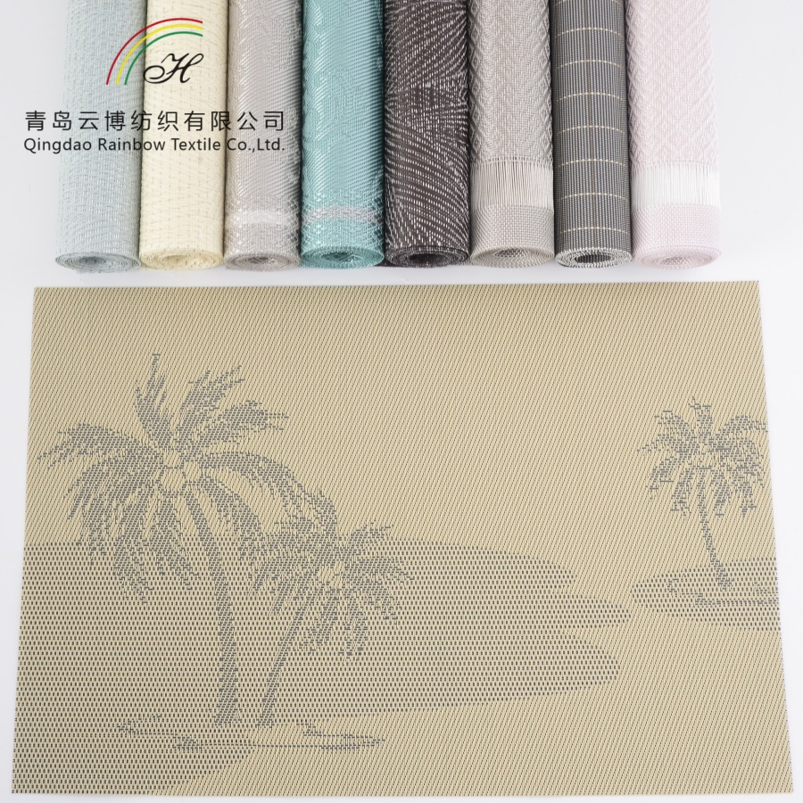 Custom Pattern Rectangle PVC+Polyester Placemat Waterproof Non-Slip Heat Resistant Kitchen Dining Table Place Mat Kitchen Table Mat