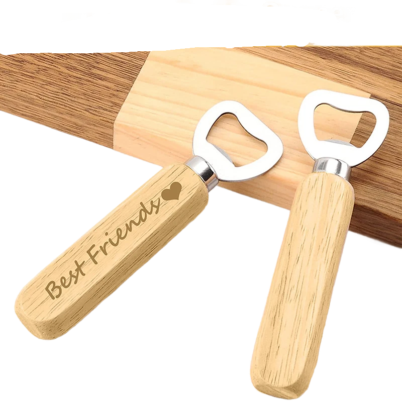 Stock Wooden Handle Beer Opener Simple Solid Wood Large Stainless Steel Beer Opener