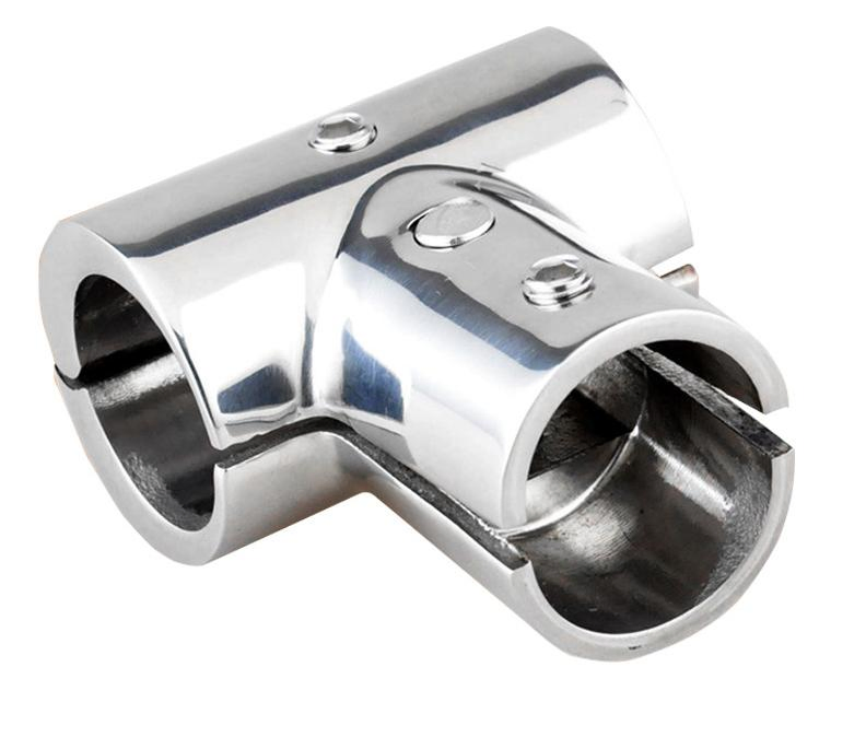Tee Pipe Connector Opened Boat Handrail Fitting 316 Stainless Steel