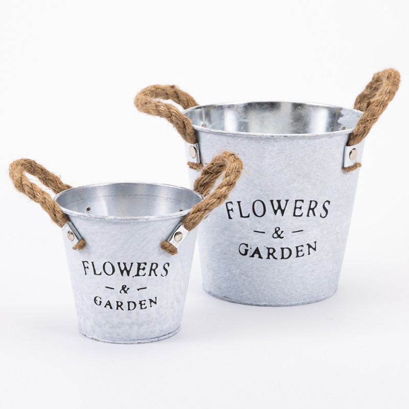 Home Decorative Garden Plants Antique Round White Color Hemp Rope Hanging S Painting Flower Pots