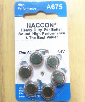 Батарейка A675 1.4V для слухового аппарата (цинк-воздушная)
