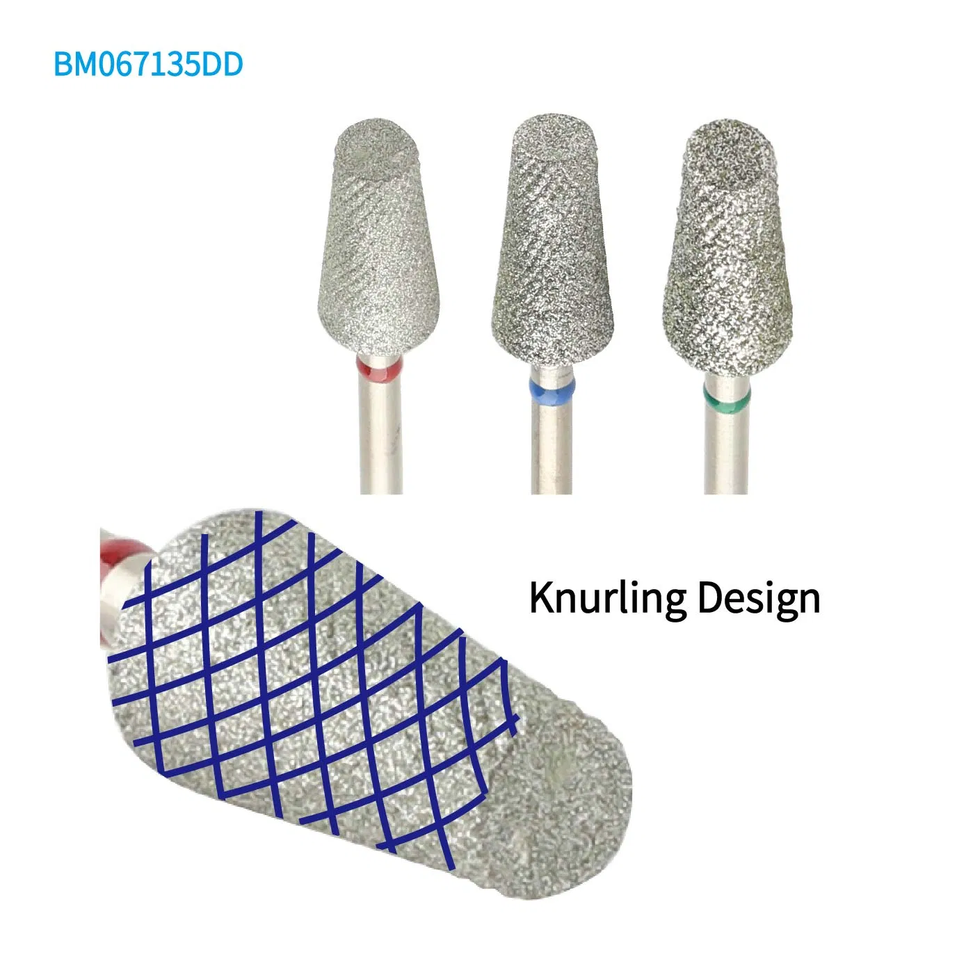 Chip Dust Clogging Free Knurling Head Electroplated Diamond Taper Barrel Nail Drill Bit