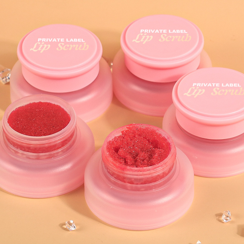 Wholesale Custom Organic Vegan Sugar Lips Care Pink Strawberry Lip Scrub Supplier