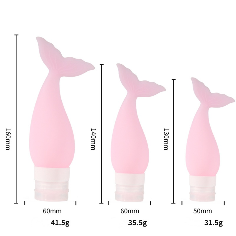 Mermaid Shape Portable Dispenser Leak Proof Squeeze Perfume Shampoo Silicone Travel Kit