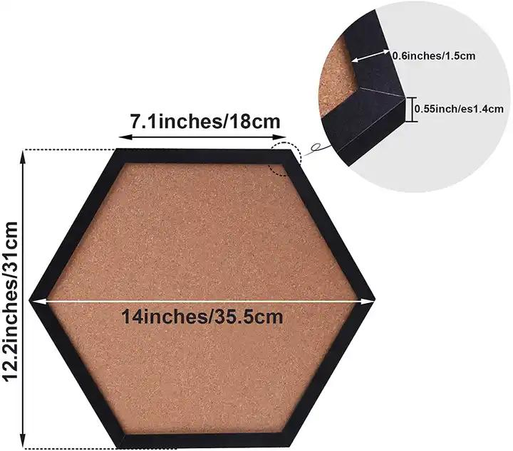 Factory Price Hexagonal Frame Cork Board for Display Board, Bulletin Board, Photo Wall