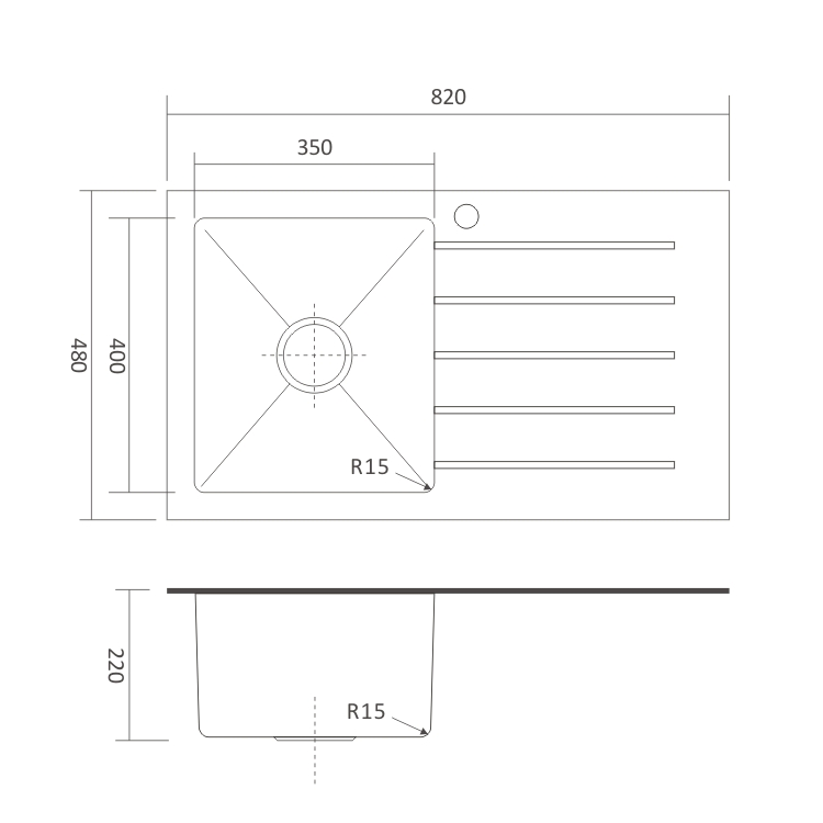 82X45X22cm Built in Table One Hole Basin Tempered Glass SUS304 Ss201 Stainless Steel Sink with Floor Drain for Villa Project Weiding Kitchen Sink