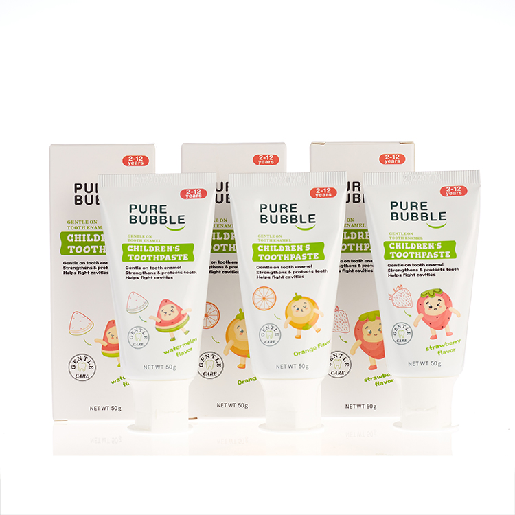 Anti-Cavity Xylitol Kids Gel Tooth Paste Orange Strawberry Watermelon Fruit Flavor Fluoride Children Baby Toothpaste