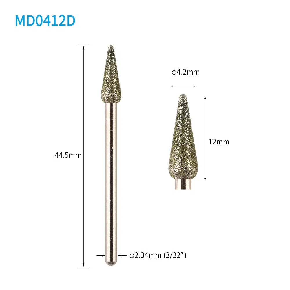5mm Cone Shape Red Blue Diamond Nail Drill Bit