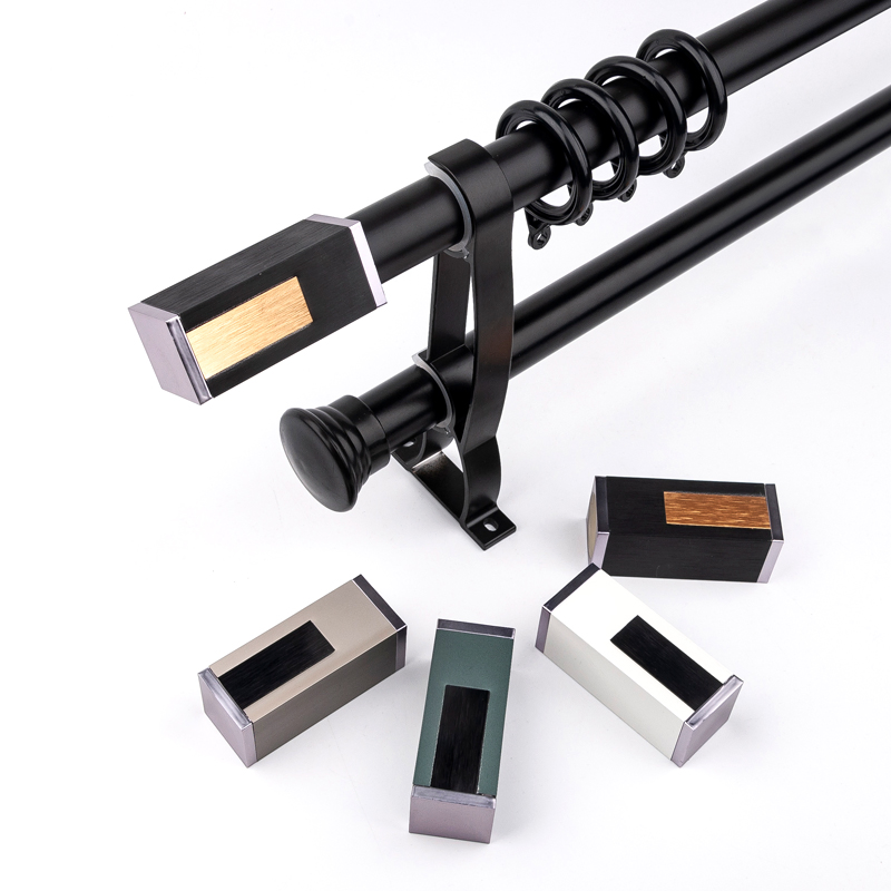 Wholesale Low Price Modern Metal Finials Brackets Double Aluminium Curtains Rods for Living Room