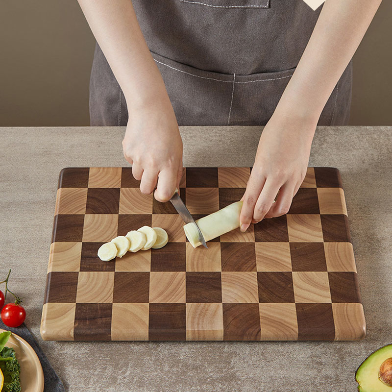 Checkerboard Acacia Wood Cutting Board for Kitchen Solid Wood No Paint No Wax No Smell Durable and Good Cutting Multi-Used Cutting Bread Fruit Meat Vegetable