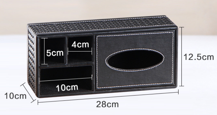 Multifunctional Leather Storage Tissue Box Office Desk Organizer Home Sundries Storage Box