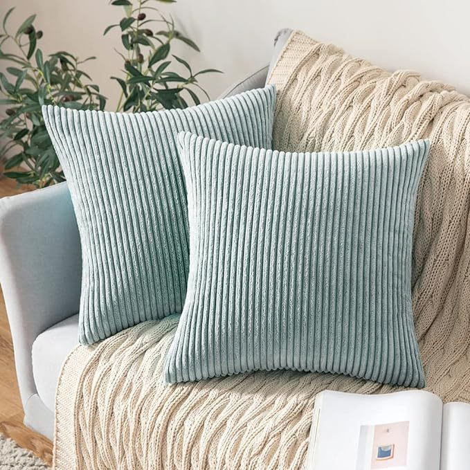 Home Decorative Soft Striped Velvet Square Throw Pillow Cover for Bedroom