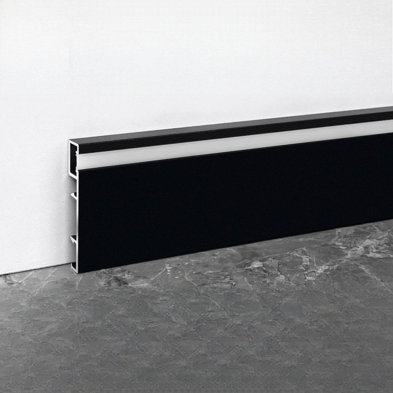 Aluminum Baseboard Skirting Kickboard, Polar White Finishes Available Worldwide, Customizable