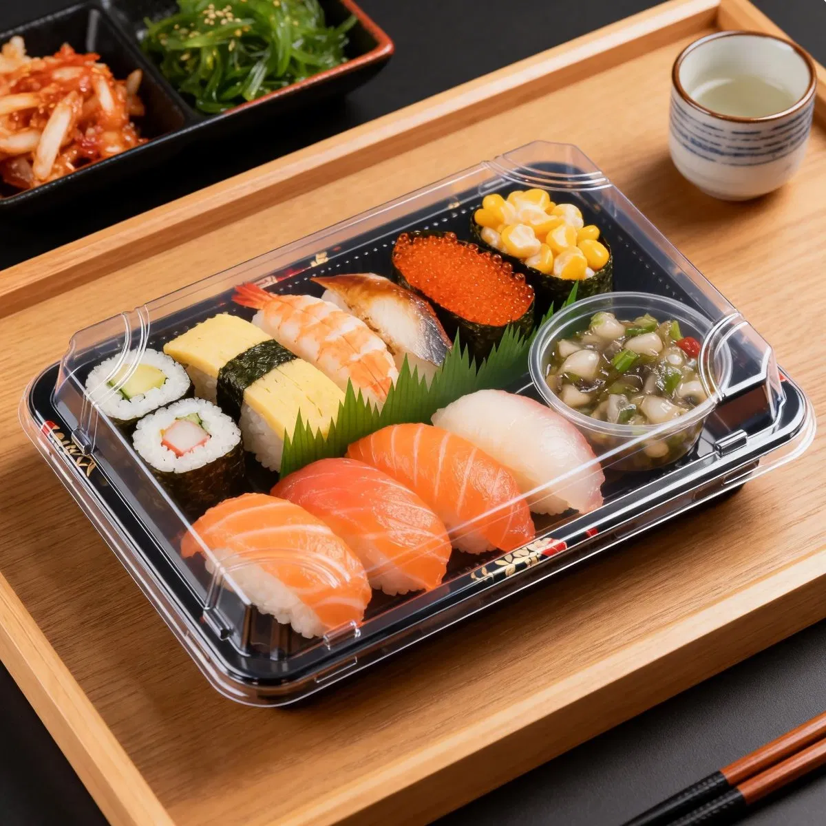 Pet Plastic Disposable Packing Container Take out Boxes Sushi Tray