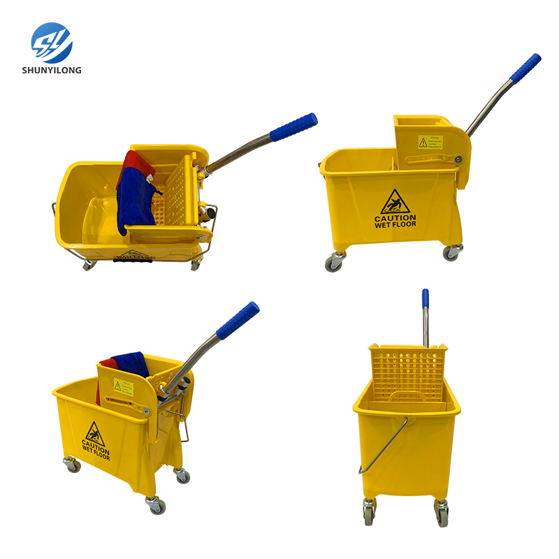 Factory Wholesale 24L Plastic Yellow Wringer Mop Bucket