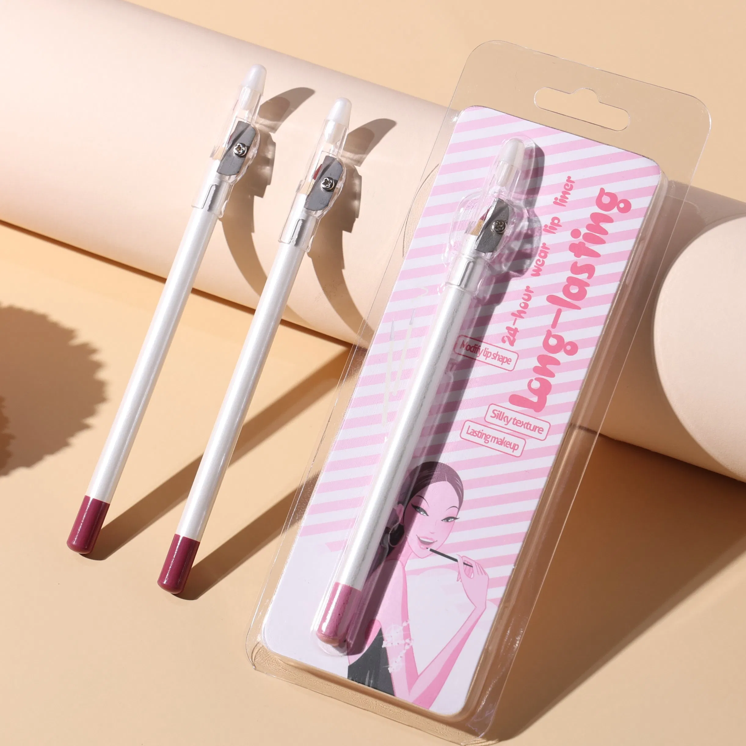 Lipliner High Quality Makeup Lip Liner Pink Tube Lipliner Pencil with Box Packaging Private Label Waterproof Long Lasting Lipliner