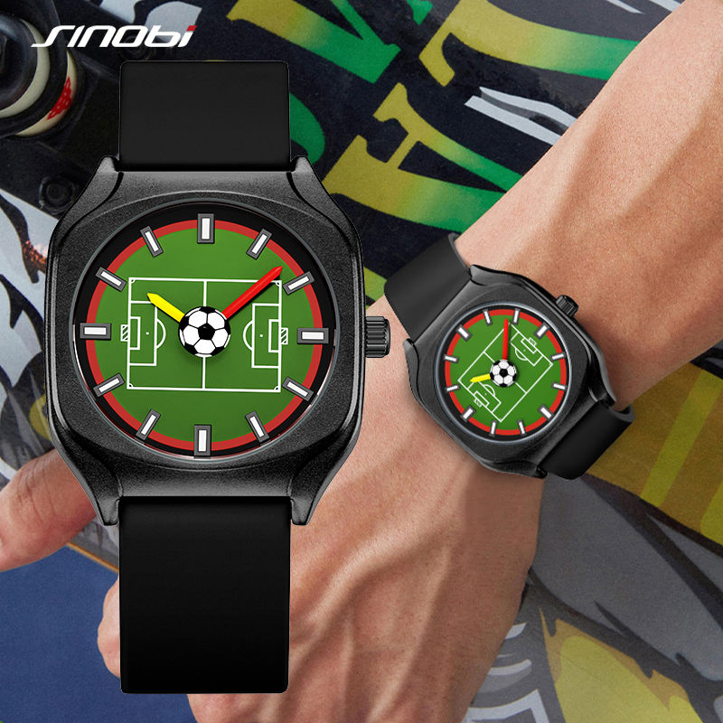 Wristwatches for Men Women Fashion Football Dial Unisex Silicone Waterproof Sports Watches