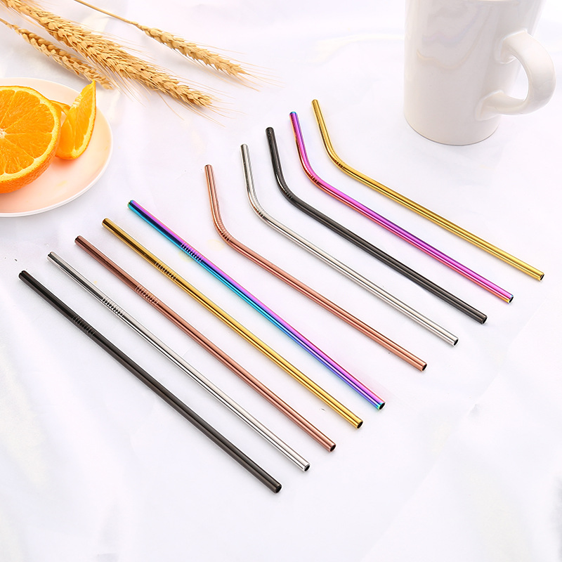 Reusable Stainless Steel 6mm 8mm Drinking Straw with Customized Logo