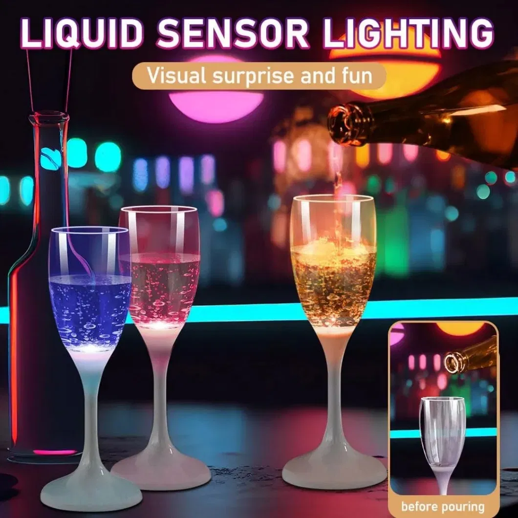 Bulk Wholesale of LED Illuminated Flashing Plastic Champagne Flute for Party Bar & Nightclub Light-up Cocktail Glasses