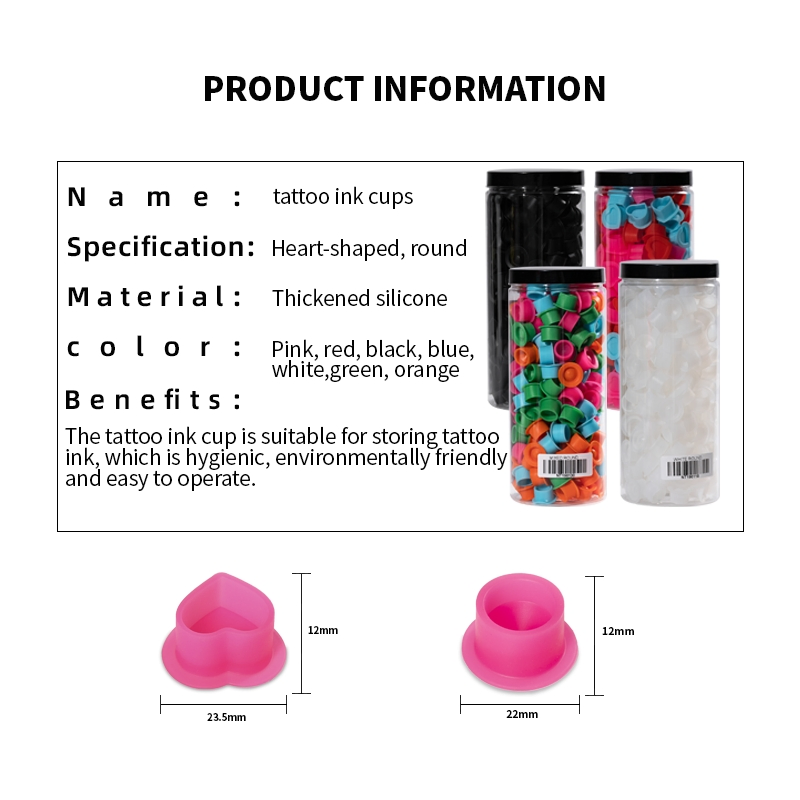 Professional Tattoo Ink Cup Disposable Round Heart Shape Silicone Tattoo Ink Cup