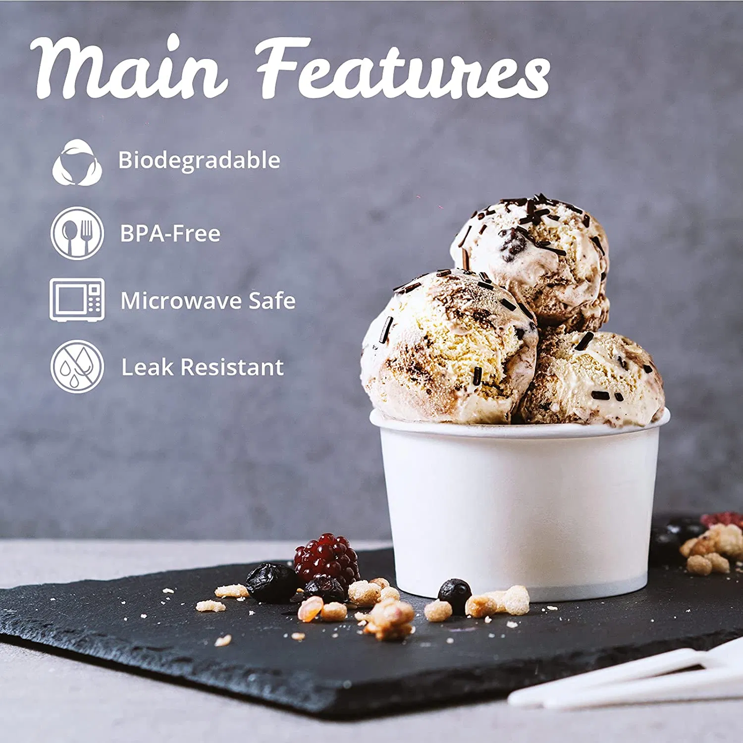 Wholesale Takeaway Compostable Biodegradable Disposable Printed Frozen Yogurt Ice Cream Paper Cup