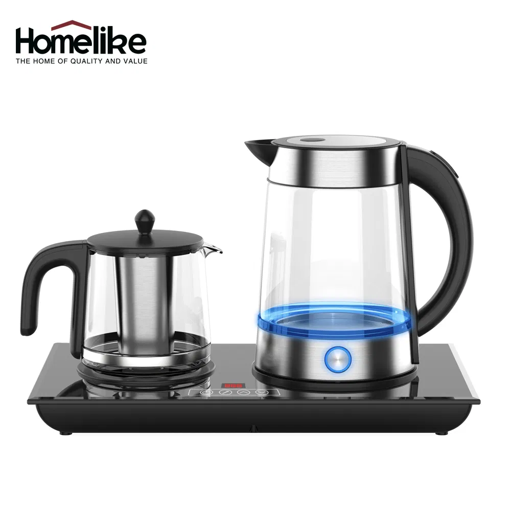 Glass Water Tea Kettle with Tray Set for Hotel Rooms Electric Coffee Pot Smart Touch Control Tea Maker Samovar