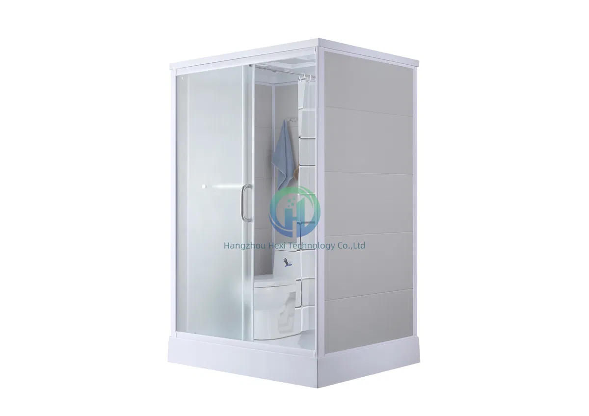 Prefab Bathroom Toilet with Luxury Portable Shower Toilet, Frosted Tempered Glass One in All Portable Bathroom Modular Pods