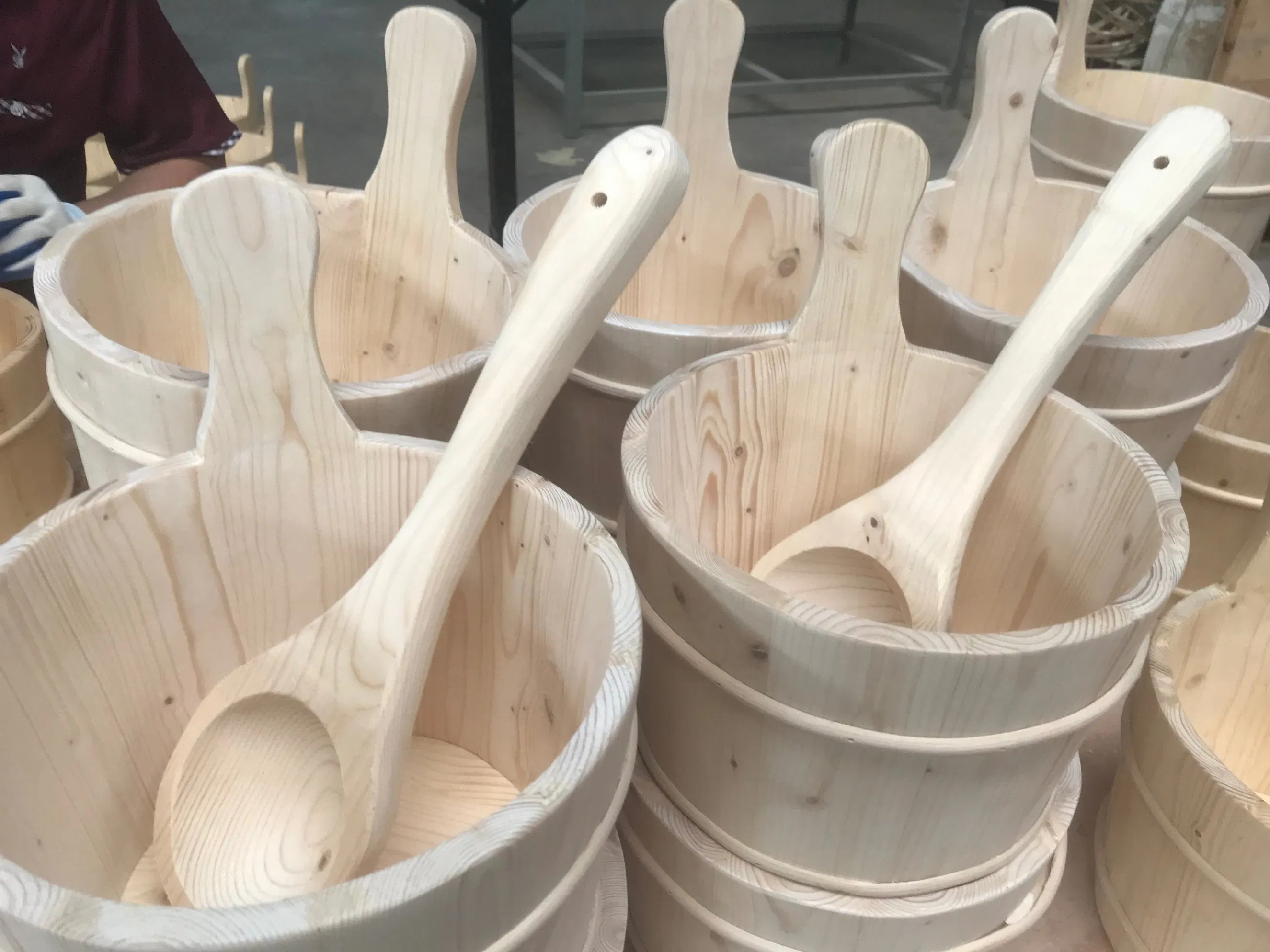 Sauna Pine Bucket with Water Ladle