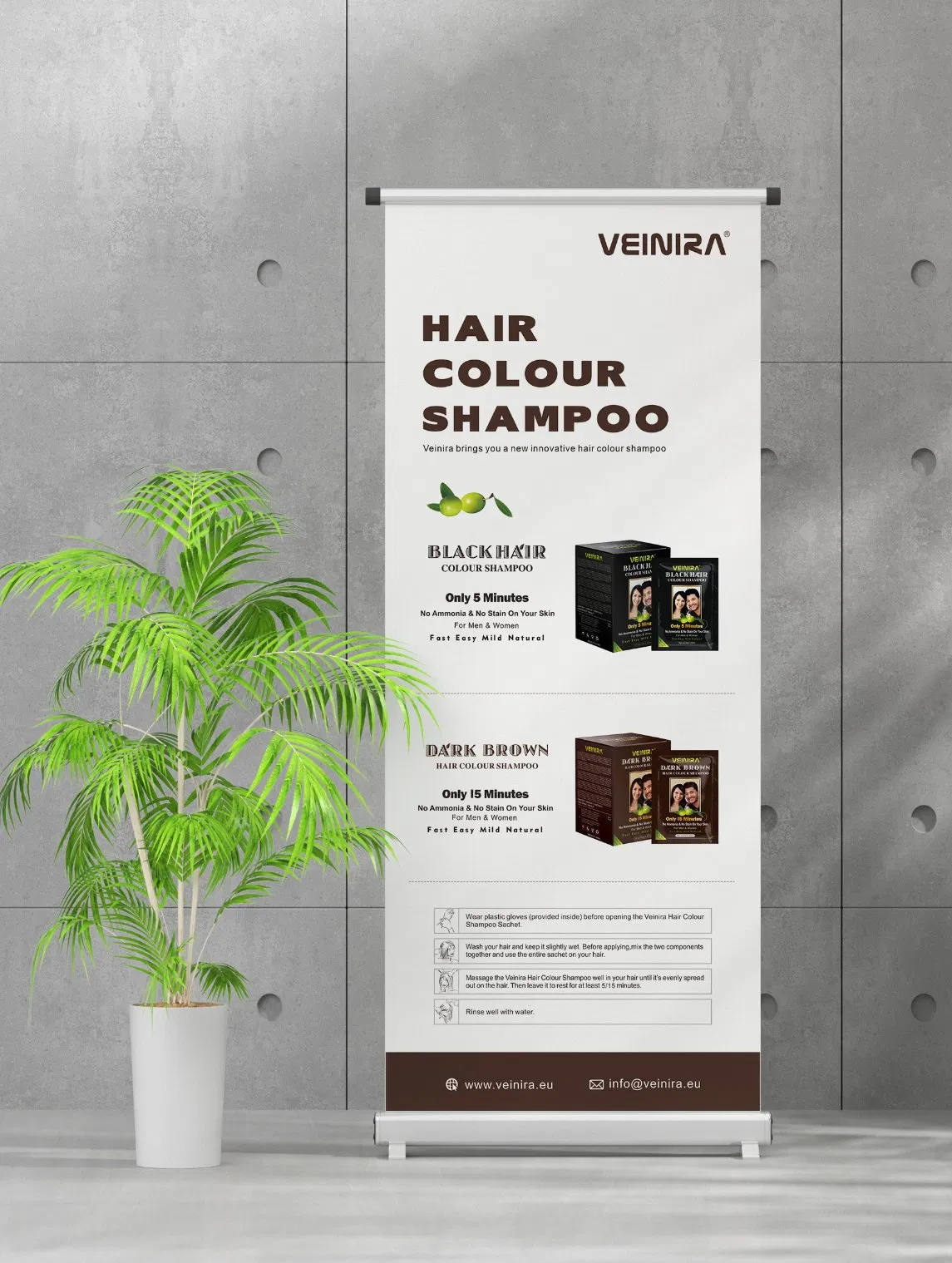 Veinira New Hair Products Black Brown &Dark Brown Dye Plant Shampoo