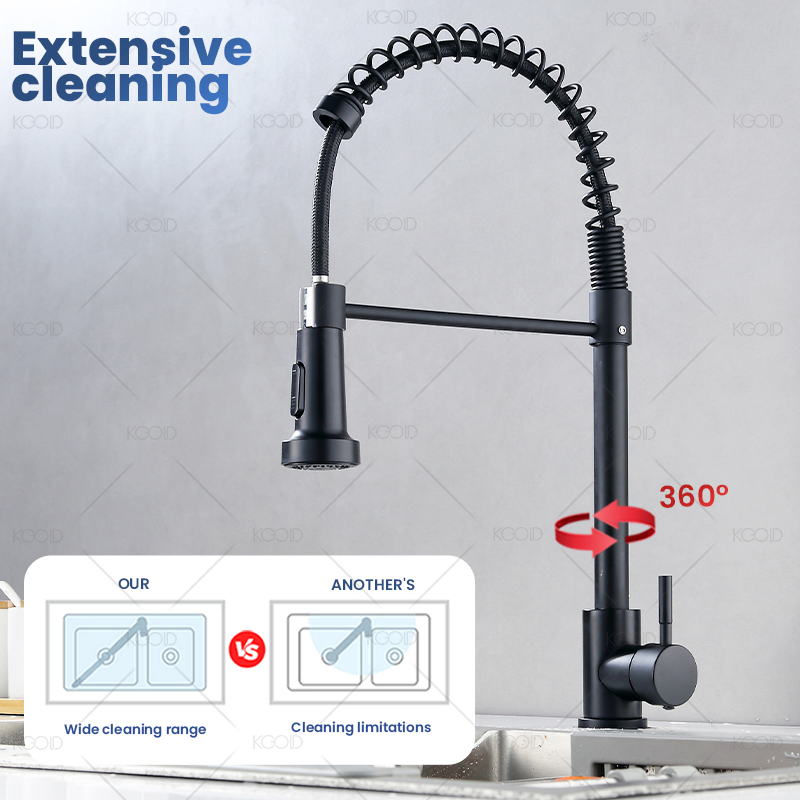 360 Degree Pull out Sink Mixer Water Tap Blackened 201 Stainless Steel