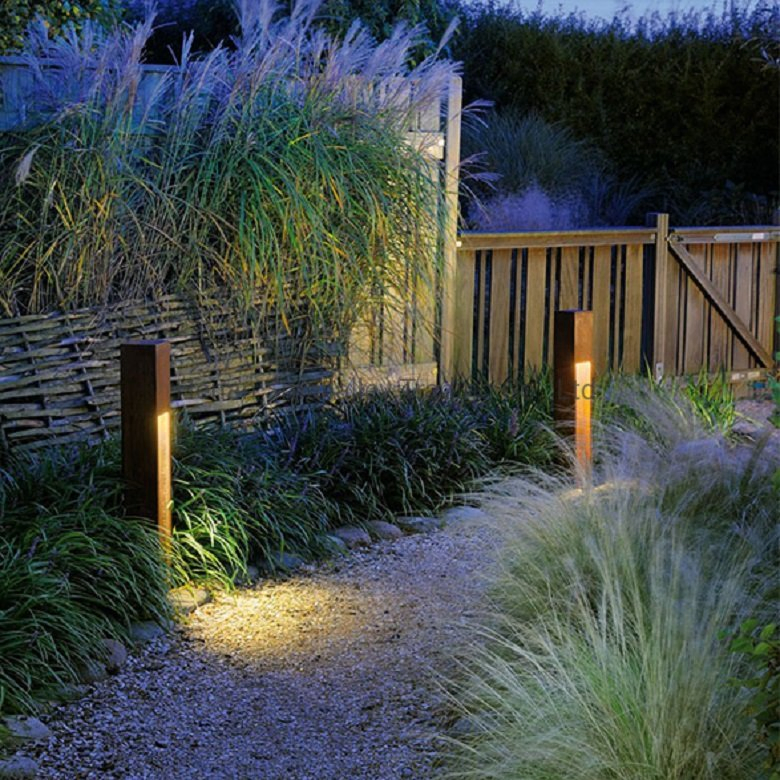 Outdoor Path Lights Corten Steel Bollard Light Rusty Garden Lighting
