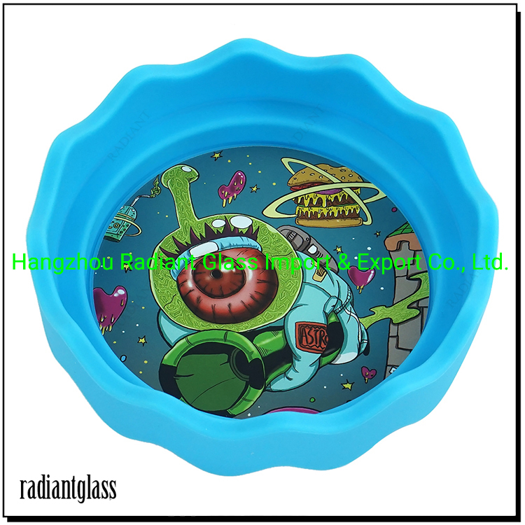 Soft Silicone Cartoon Pattern Wave Shape Colorful Ashtray Small Size