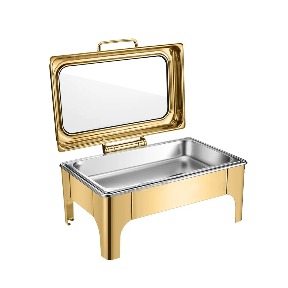 9 Litre Arabic Rectangle Hydraulic Catering Stainless Steel Chafing Dish Buffet Set Luxury Hotel Restaurant Food Warmers