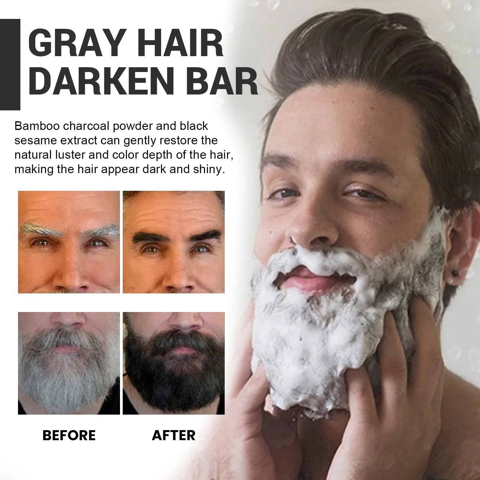 Hair Darken Shampoo Bar Black Hair Shampoo Soap Moisturizing Hair Cleaning Care Soap