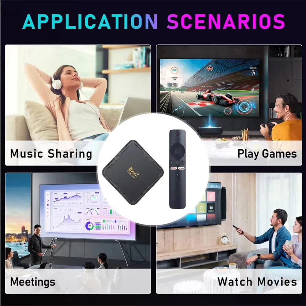 New 8K Smart Set-Top Box Voice Remote Android 14 TV Box Hdr