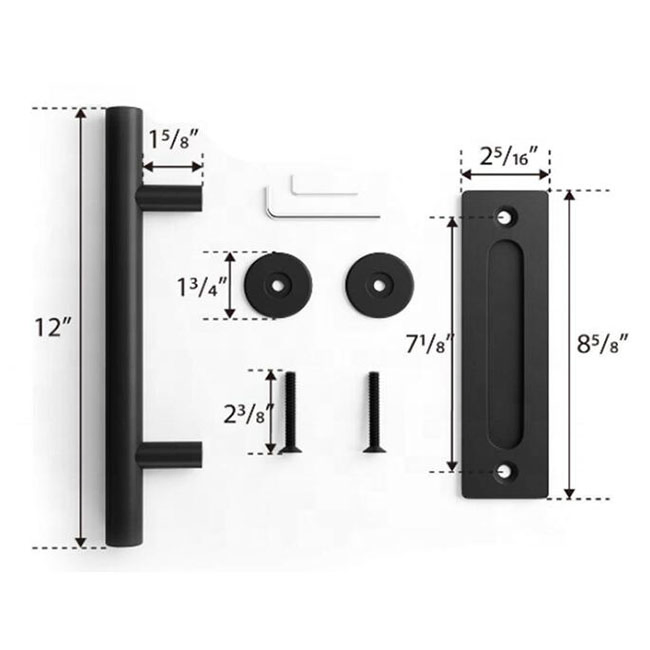 12 Inch Black Powder Coated Sliding Barn Door Handle