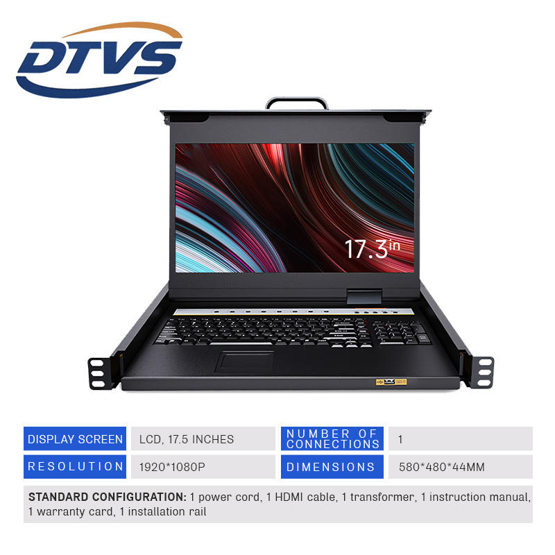 KVM-коммутатор 1U 1 порт, 17" LED, USB+VGA, 1080P