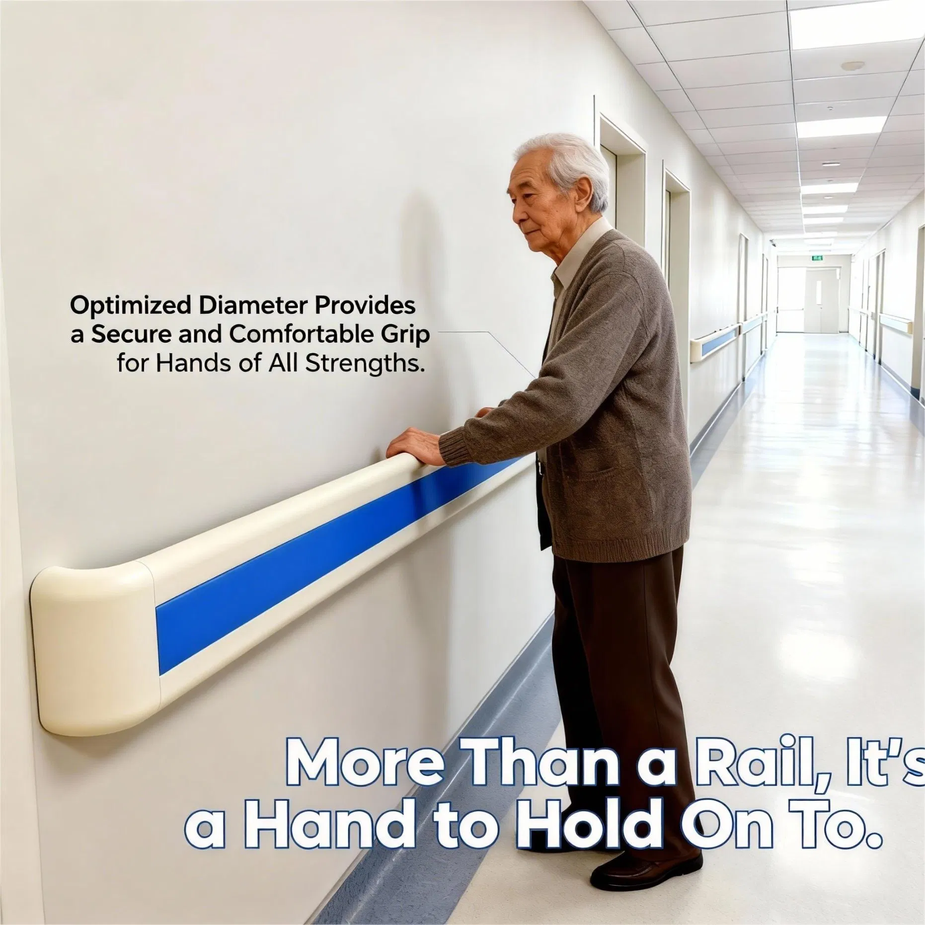 Hospital Handrail Antibacterial PVC for Medical Corridor Wall Safety Elderly Disabled Anti-Collision