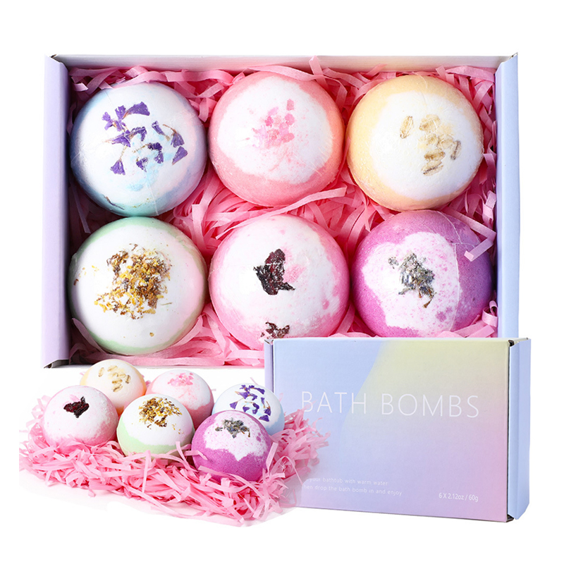 Customize Logo Children's Dried Flower Bubble Bath Salt Ball Dried Flower Ball Bath Gift Box