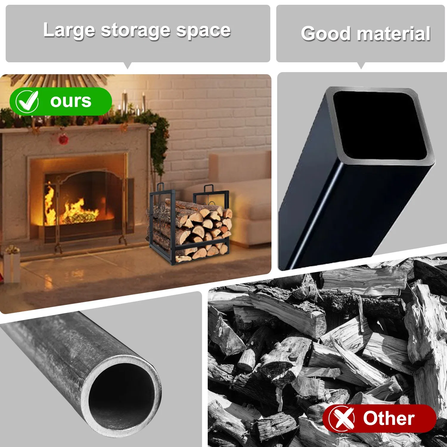 Металлическая дровница для камина VODA