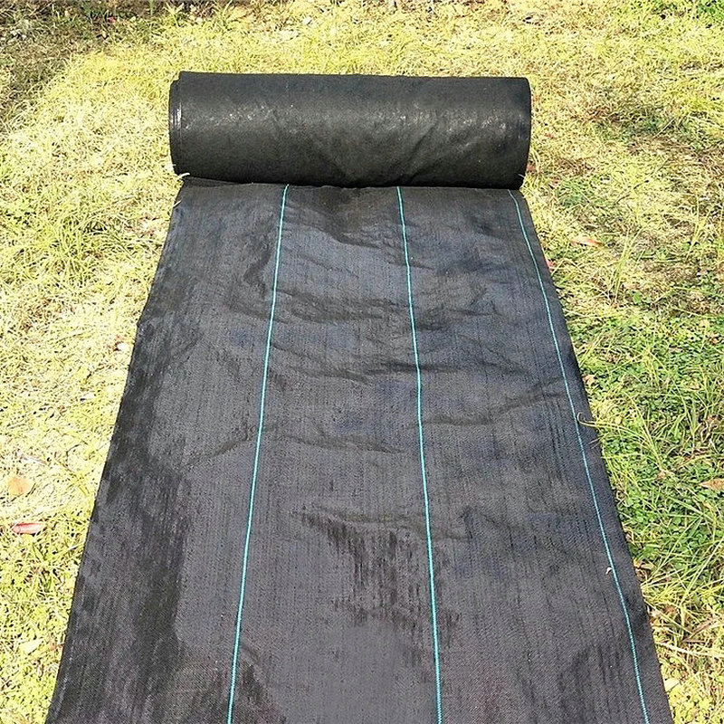 Anti Grass Cloth, Black Weed Control Mat with Line, 100% PP Woven Textile