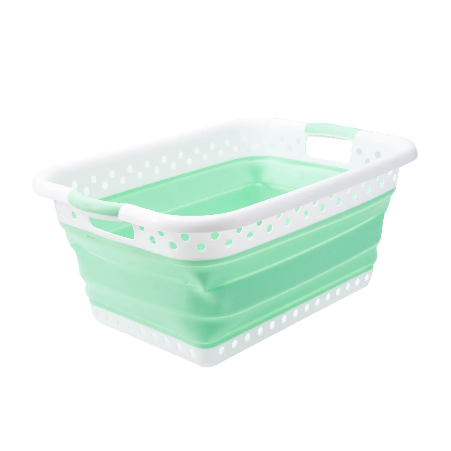 30L Green Space Saving Clothing Storage, Home, Foldable Collapsible Plastic Laundry Basket