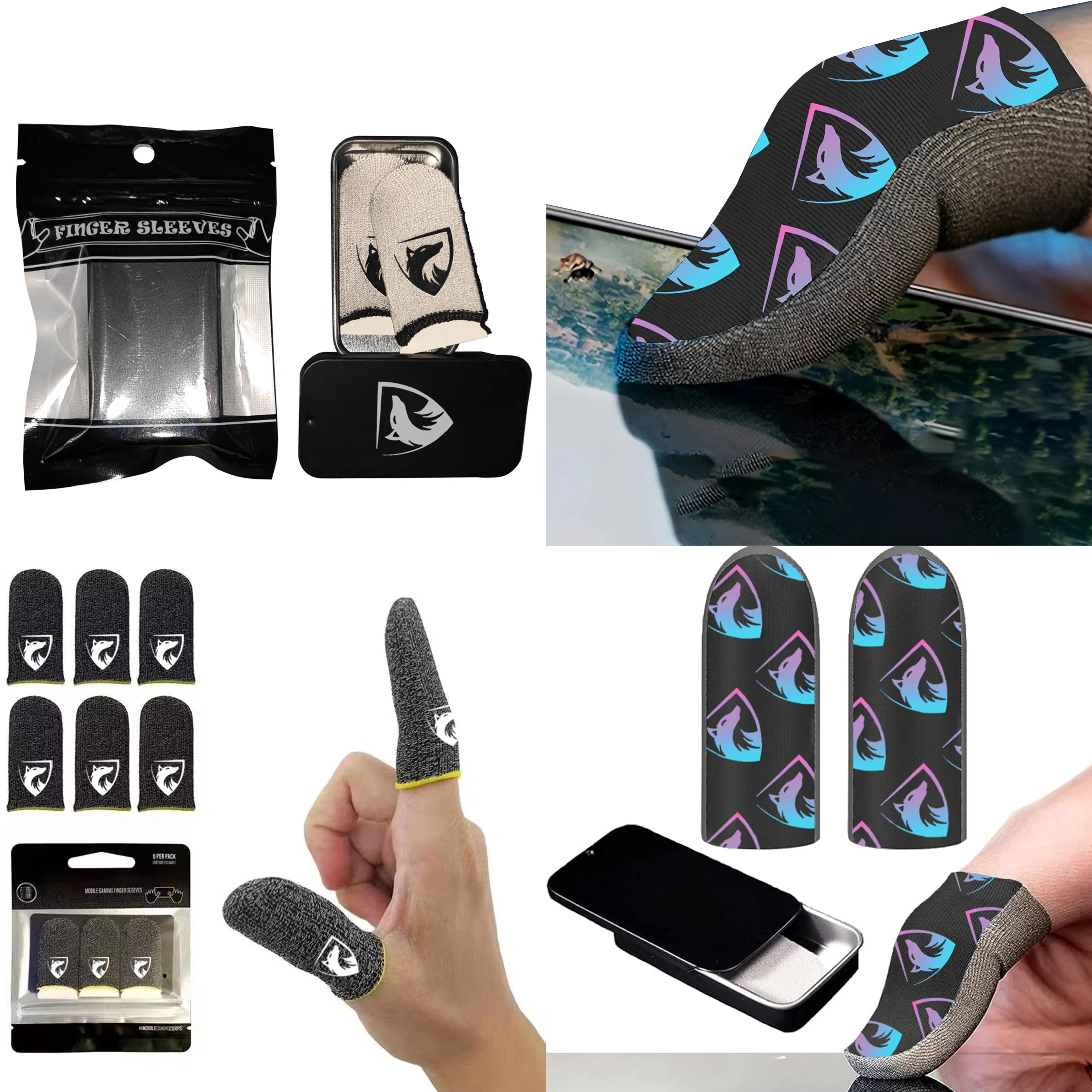 Finger Sleeve for Gaming in Metal Case High Quality Conductive Silver Thumb Gloves Non Slip Finger Sleeve