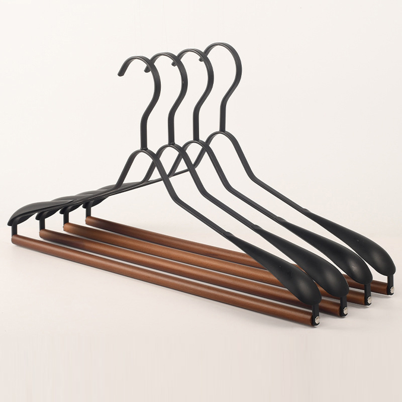 Wooden Iron Suit Hangers Non Slip Shoulder Notches 360 Degree Swivel for T-Shirts Jackets Shirts