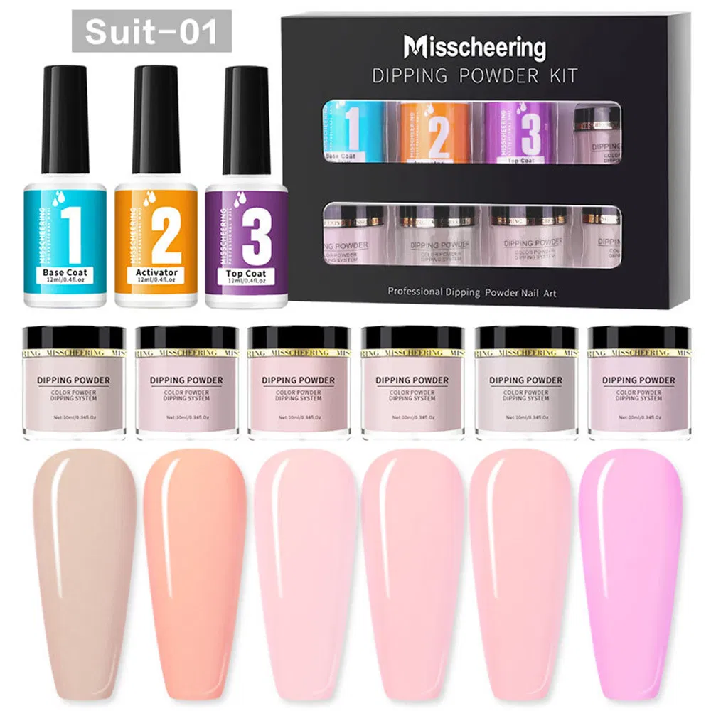 7 Colors Nail Dipping Powder System Kit, Manicure Extension Gel Acrylic Powder Nails