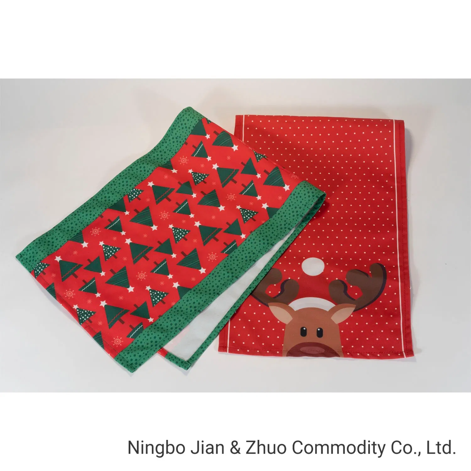 Hot Sale Reusable Custom Polyester Printing Christmas Tea Towel Napkin Table Flag