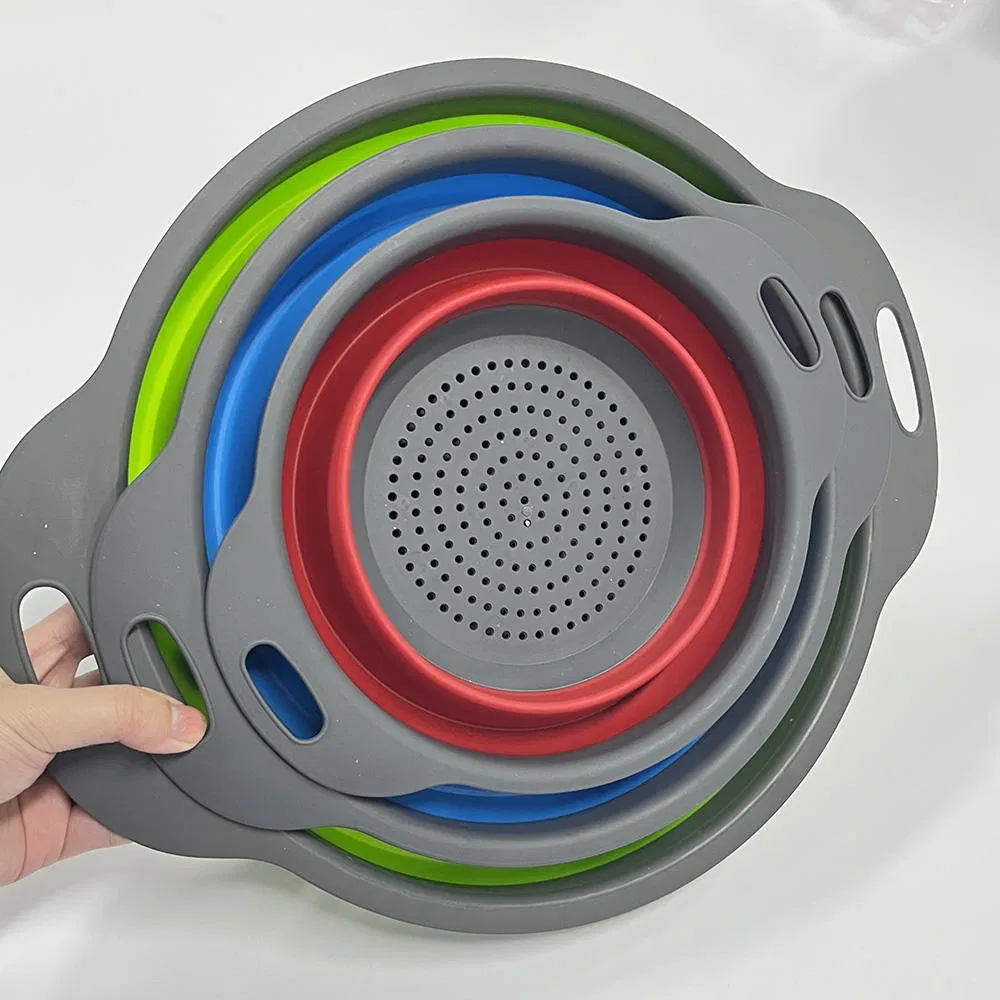 New Collapsible Drainer Kitchen Tool Silicone Filter Baskets Fruit Vegetable Washing Basket