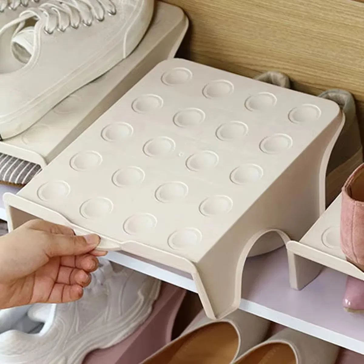 Household Storage Save Space Double Shoe Support Plastic Integrated Economy Storage Rack