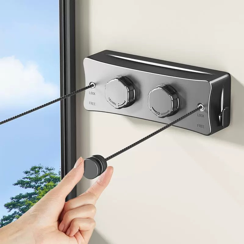 5.1m Multifunction Retractable Stainless Steel Double Clothesline Invisible Design Wall Mounted Clothesline