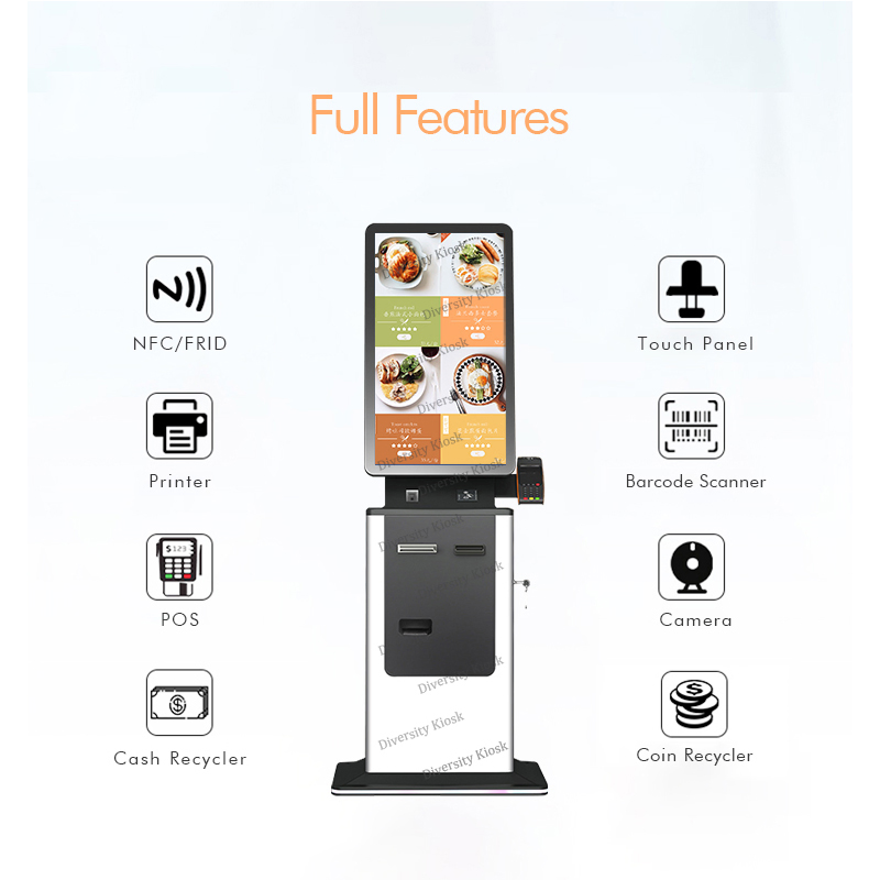 32 Inch Android Windows 7/10 Retail Self Checkout Kiosk Machine Self Ordering Kiosk System End User Ordering Kiosk Terminal for Restaurant
